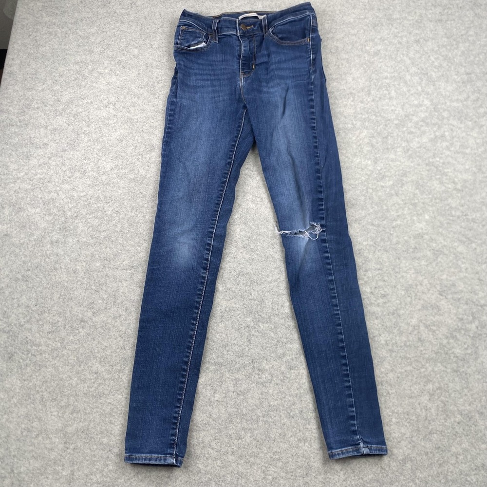 Levi's 720 Super Skinny Jeans Womens 26 (25x28) Blue Distressed Stretch Denim